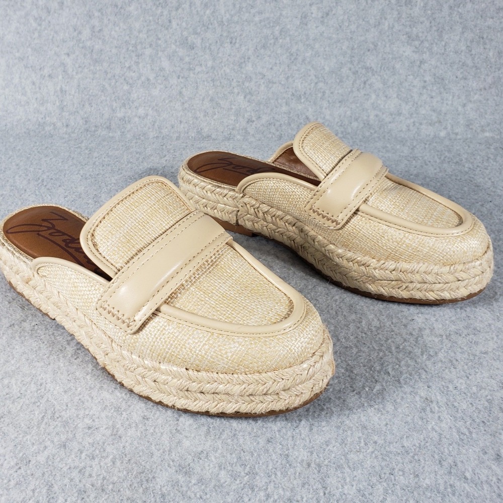 Zodiac Womens June Espadrille Mules Beige Cream Tan Slip On Wedge Shoes Sz 8.5